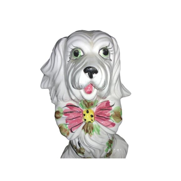 Tall White Sitting Ceramic Dog Figurine Made in Japan - Picture 2 of 9